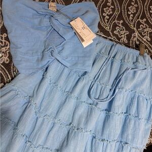 Sky Blue Women's Skirt Set Blanco by Nature 100% Peruvian Cotton